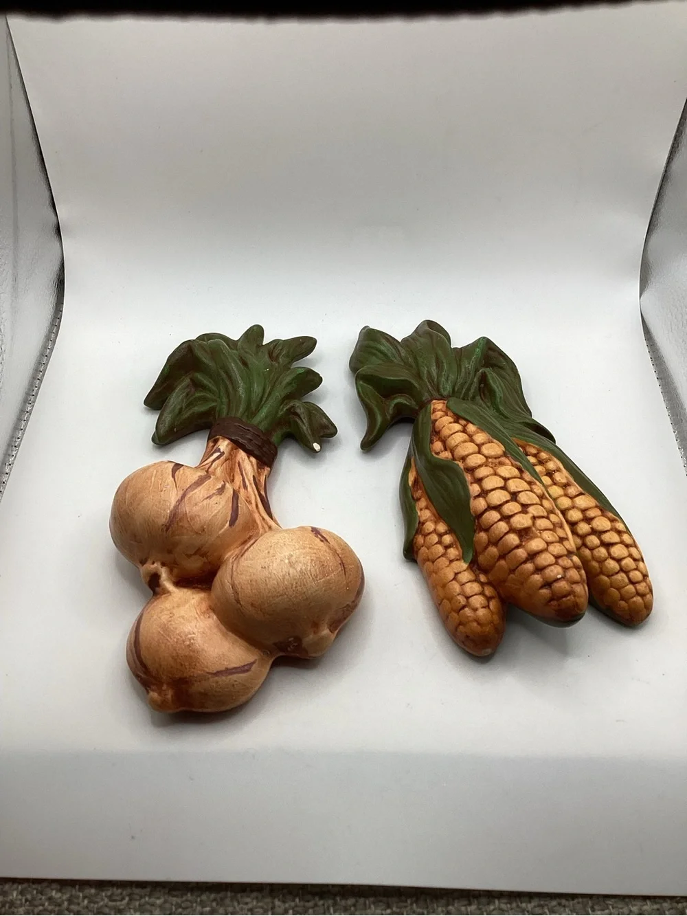 Ceramic Corn and Garlic Wall Décor Set Vintage 1950s